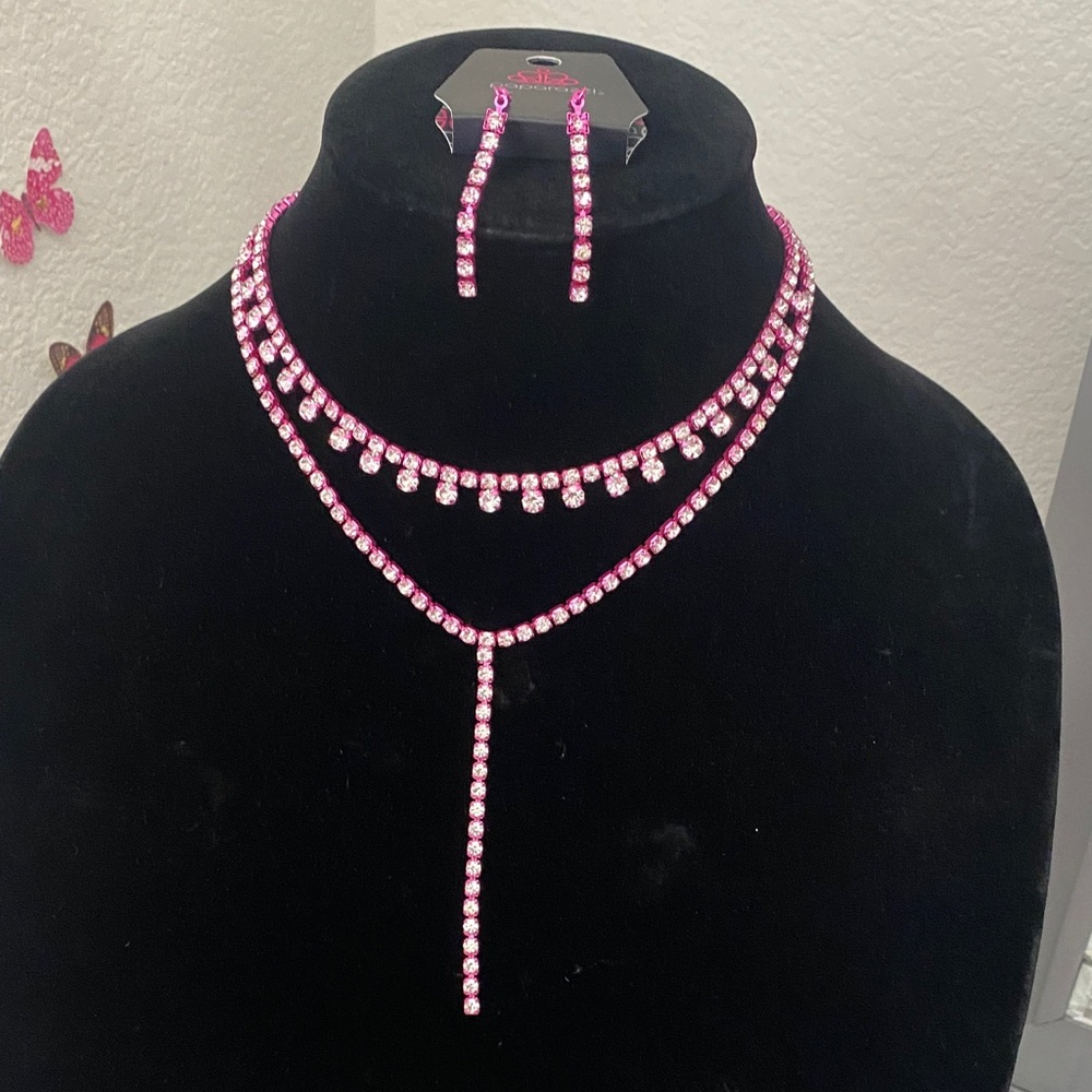 Paparazzi Pink Necklace and Earring Set